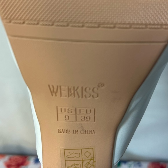 White Platform Heels with Rhinestone Charms - Picture 4 of 6